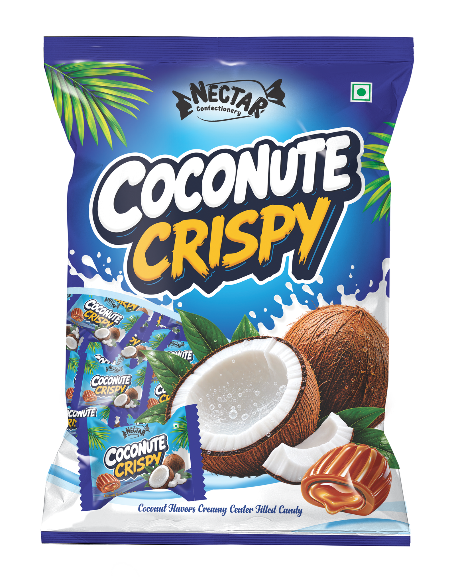 Nector Coconute Crispy Candy Pouch (50 Pcs) Front View
