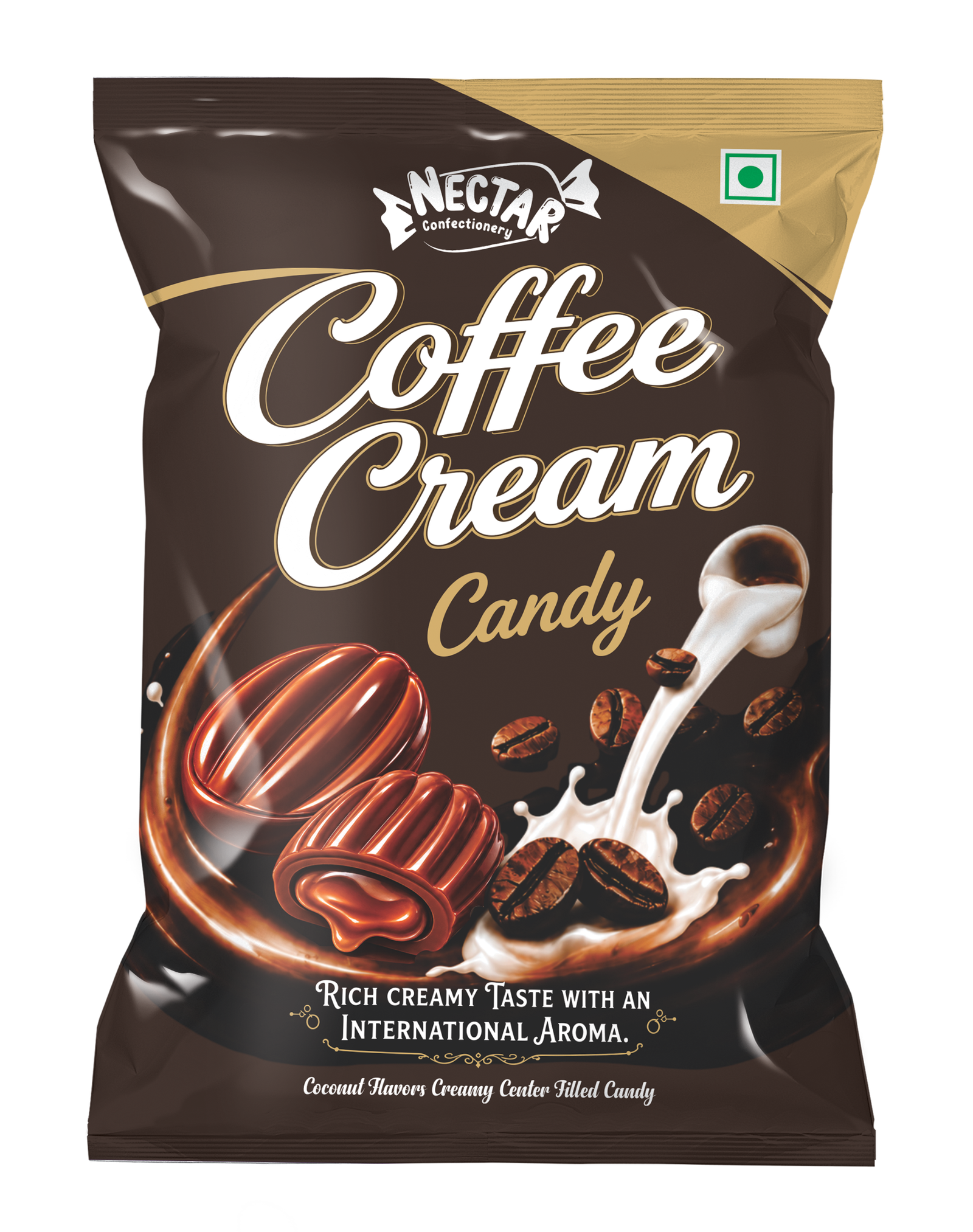 Nector Cream Coffee Candy Pouch (50 Pcs) Front View