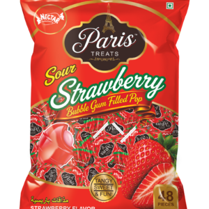 Nector Paris Treats Sour Strawberry Lollipop (50 Pcs)